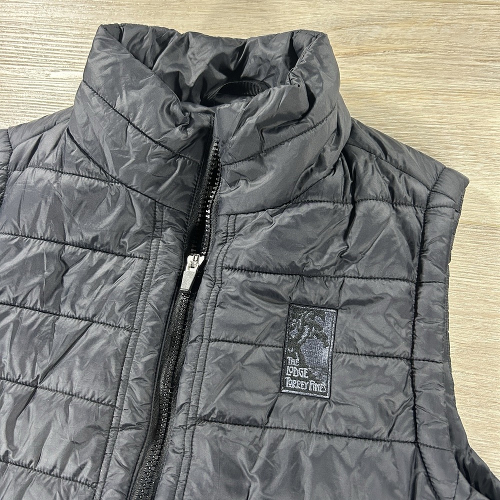 Straight Down Men's Large Black Puffer Vest Embroidered The Lodge Torrey Pines
